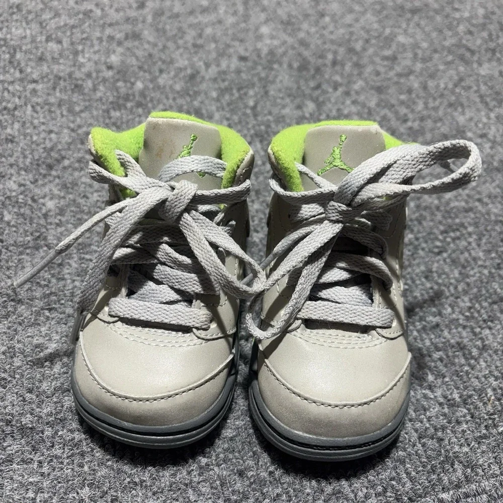 Jordan Air Jordan 5 Toddler Sneaker Gray/Green Leather Lace Up 4C DQ5736-008